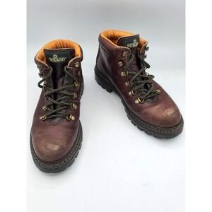 Vtg Sebago Drysides Women's 7.5 Brown Leather‎ Lug Sole Hiking Boots Made In USA